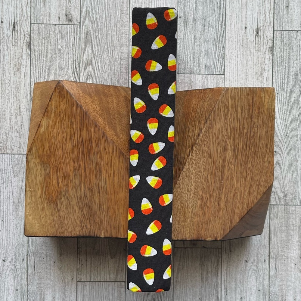 New Halloween Linen Wrapped Decorative Book Candy Corn Hand-Wrapped Spooky Decor - Picture 1 of 7